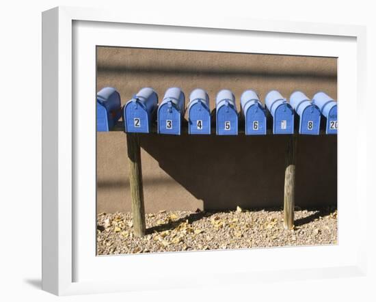 Blue Mailboxes, Santa Fe, New Mexico, USA-Michael Snell-Framed Photographic Print