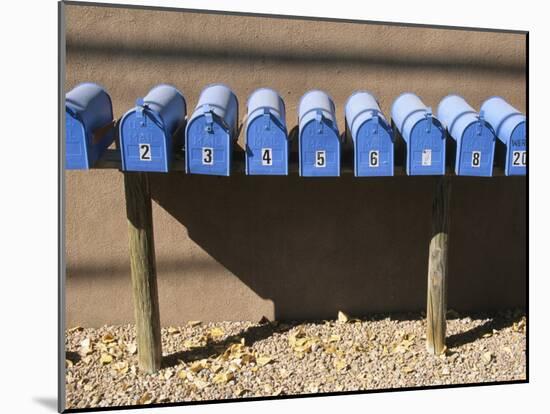 Blue Mailboxes, Santa Fe, New Mexico, USA-Michael Snell-Mounted Photographic Print