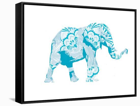 Blue Mandala Elephant-OnRei-Framed Stretched Canvas