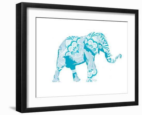 Blue Mandala Elephant-OnRei-Framed Art Print