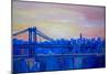 Blue Manhattan Skyline with Bridge and Vanilla Sky-Markus Bleichner-Mounted Premium Giclee Print