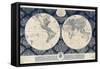 Blue Map of the World-Elizabeth Medley-Framed Stretched Canvas