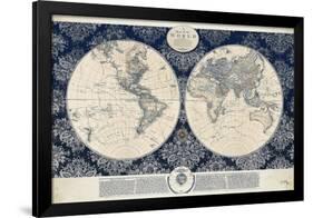 Blue Map of the World-Elizabeth Medley-Framed Art Print