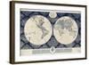 Blue Map of the World-Elizabeth Medley-Framed Art Print