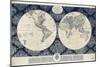 Blue Map of the World-Elizabeth Medley-Mounted Art Print