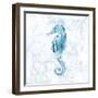 Blue Marble Seahorse-null-Framed Art Print