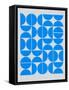 Blue Mid Century Composition-Eline Isaksen-Framed Stretched Canvas