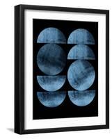 Blue Mid Century Half Circles I-Eline Isaksen-Framed Art Print