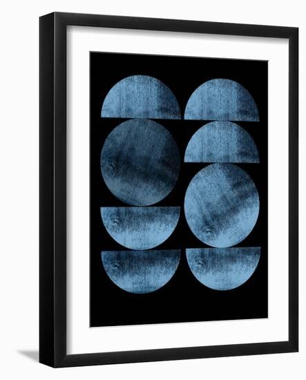 Blue Mid Century Half Circles I-Eline Isaksen-Framed Art Print