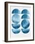 Blue Mid Century Half Circles-Eline Isaksen-Framed Art Print