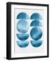 Blue Mid Century Half Circles-Eline Isaksen-Framed Art Print