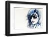 Blue Mode Fashion Illustration-null-Framed Art Print