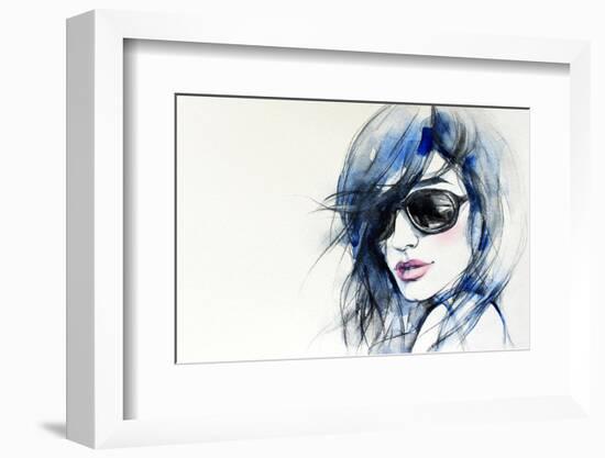 Blue Mode Fashion Illustration-null-Framed Art Print