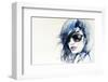 Blue Mode Fashion Illustration-null-Framed Art Print