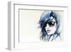 Blue Mode Fashion Illustration-null-Framed Art Print