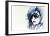 Blue Mode Fashion Illustration-null-Framed Art Print