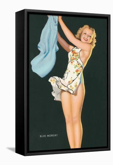 Blue Monday, Hanging Up Clothes-null-Framed Stretched Canvas
