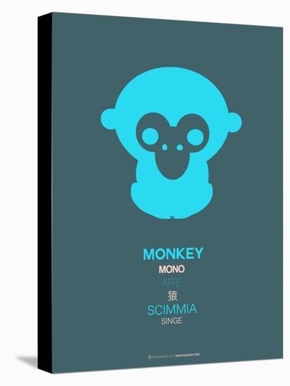 Blue Monkey Multilingual Poster-NaxArt-Stretched Canvas