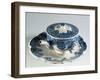 Blue Monochrome Cup and Presentation Plate, Majolica-null-Framed Giclee Print