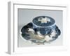 Blue Monochrome Cup and Presentation Plate, Majolica-null-Framed Giclee Print