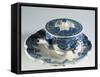 Blue Monochrome Cup and Presentation Plate, Majolica-null-Framed Stretched Canvas