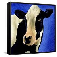 Blue Moo Moo-Will Bullas-Framed Stretched Canvas