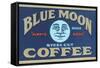 Blue Moon Coffee Label-null-Framed Stretched Canvas