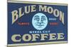 Blue Moon Coffee Label-null-Mounted Art Print