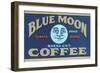 Blue Moon Coffee Label-null-Framed Art Print
