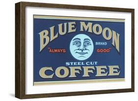 Blue Moon Coffee Label-null-Framed Art Print