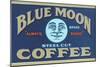 Blue Moon Coffee Label-null-Mounted Art Print