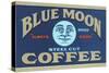 Blue Moon Coffee Label-Found Image Press-Stretched Canvas