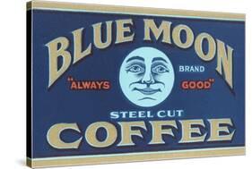 Blue Moon Coffee Label-Found Image Press-Stretched Canvas