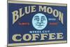 Blue Moon Coffee Label-Found Image Press-Mounted Giclee Print