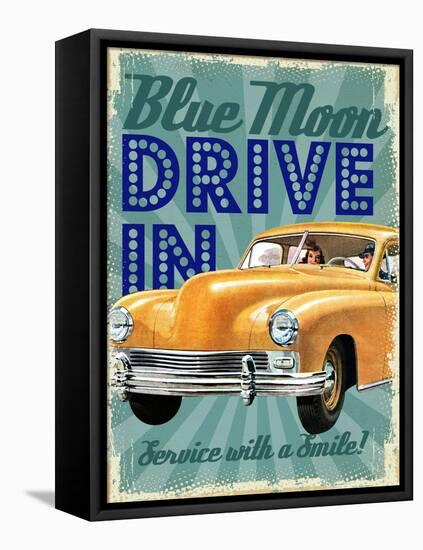 Blue Moon Drive In-null-Framed Stretched Canvas