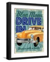 Blue Moon Drive In-null-Framed Giclee Print