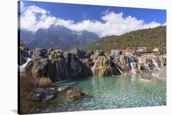 Blue Moon Lake and Jade Dragon Snow Mountain (Yulong Xueshan), Lijiang, Yunnan, China-Ian Trower-Stretched Canvas