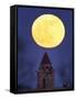 Blue Moon Rises Above Dyche Hall at the University of Kansas-null-Framed Stretched Canvas