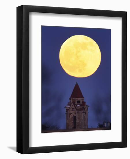 Blue Moon Rises Above Dyche Hall at the University of Kansas-null-Framed Premium Photographic Print