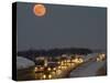 Blue Moon Rises over Interstate 80 West of Omaha, Nebraska-null-Stretched Canvas