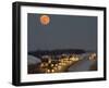 Blue Moon Rises over Interstate 80 West of Omaha, Nebraska-null-Framed Photographic Print