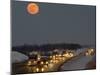 Blue Moon Rises over Interstate 80 West of Omaha, Nebraska-null-Mounted Photographic Print