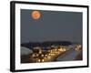 Blue Moon Rises over Interstate 80 West of Omaha, Nebraska-null-Framed Photographic Print