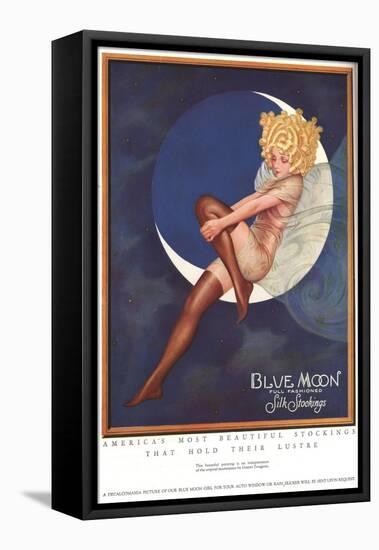 Blue Moon Silk stockings, Womens Glamour Pin-Ups Nylons Hosiery, USA, 1920-null-Framed Stretched Canvas