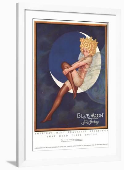 Blue Moon Silk stockings, Womens Glamour Pin-Ups Nylons Hosiery, USA, 1920-null-Framed Giclee Print