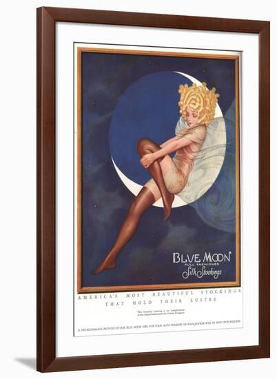 Blue Moon Silk stockings, Womens Glamour Pin-Ups Nylons Hosiery, USA, 1920-null-Framed Giclee Print