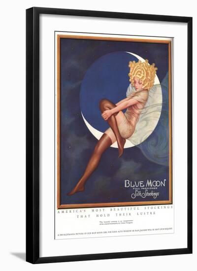 Blue Moon Silk stockings, Womens Glamour Pin-Ups Nylons Hosiery, USA, 1920-null-Framed Giclee Print