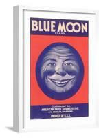 Blue Moon Vegetable Label - Los Angeles, CA-Lantern Press-Framed Art Print