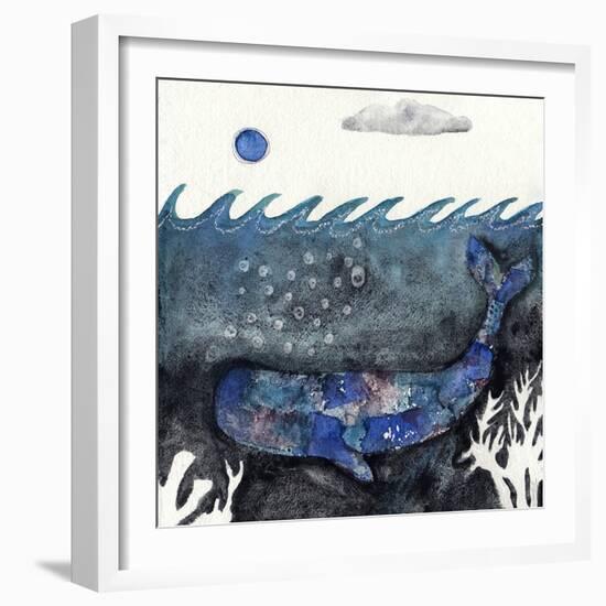 Blue Moon Whale-Wyanne-Framed Giclee Print