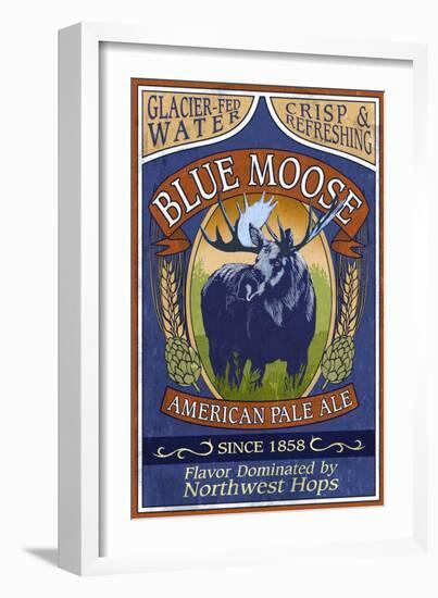 Blue Moose - Northwest Pale Ale-Lantern Press-Framed Art Print